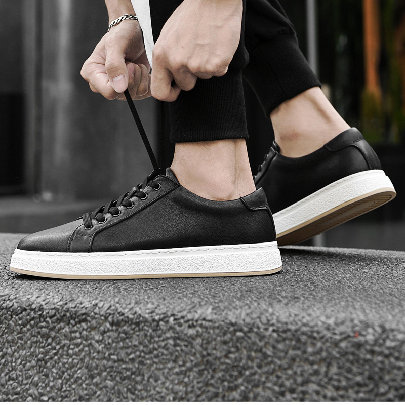 Men's Business Genuine Leather Lace-up Soft Bottom Platform Sneakers - Image 2