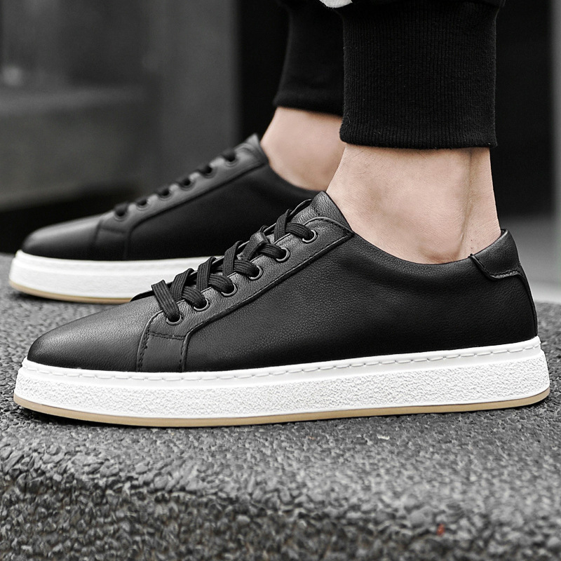 Men's Business Genuine Leather Lace-up Soft Bottom Platform Sneakers - Image 3