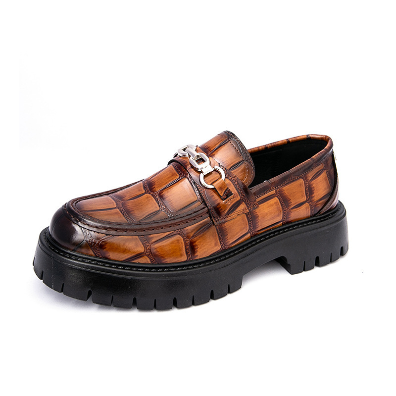 Autumn Men's Fashion Platform Increased Plus Size Crocodile Pattern Loafers - Image 7
