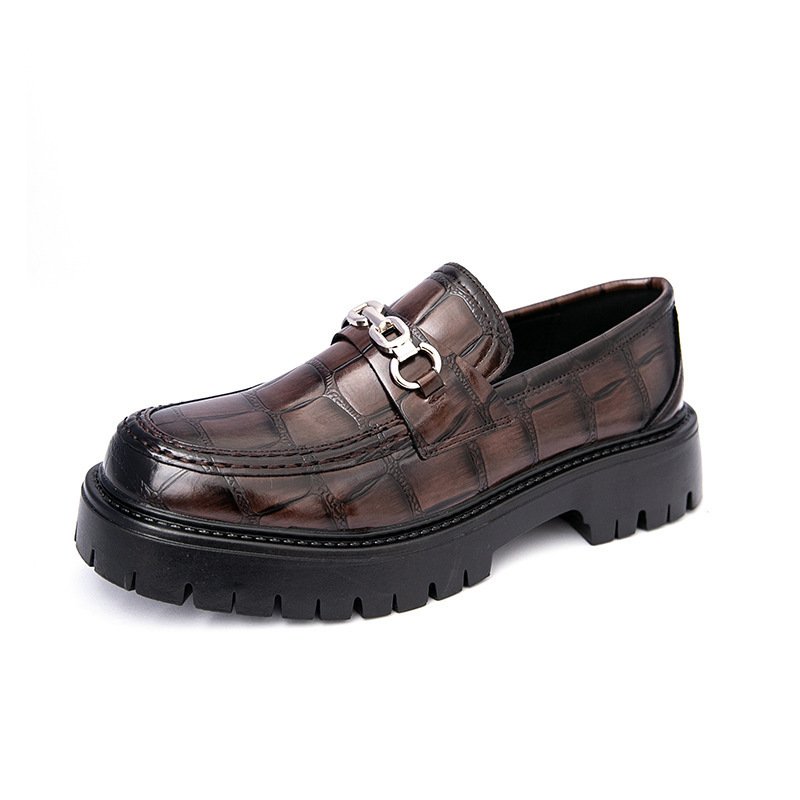 Autumn Men's Fashion Platform Increased Plus Size Crocodile Pattern Loafers - Image 8