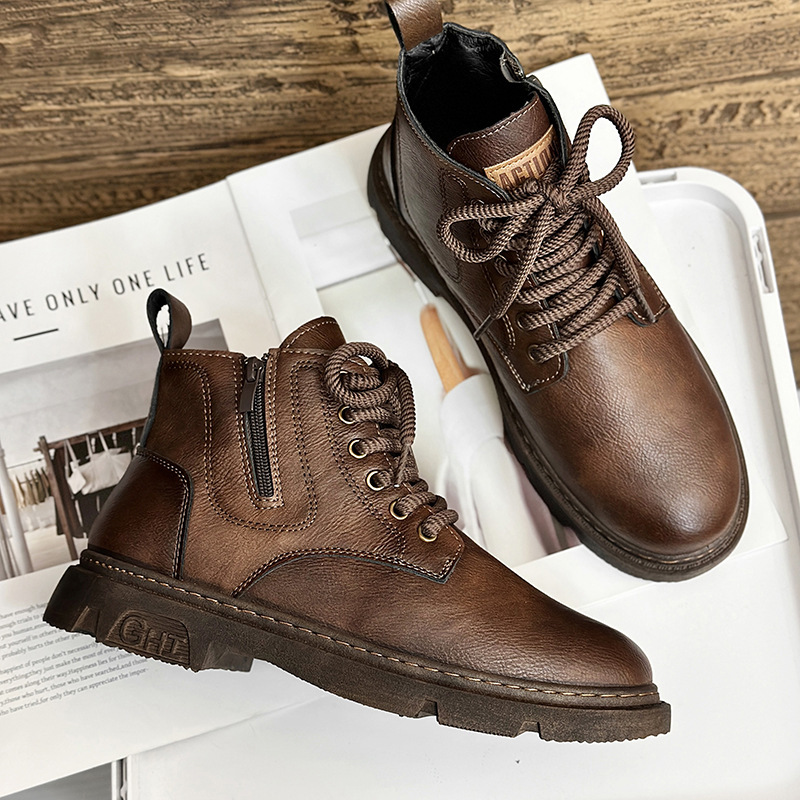 Men's Boots High-top New British Retro Workwear Trendy Casual - Image 2