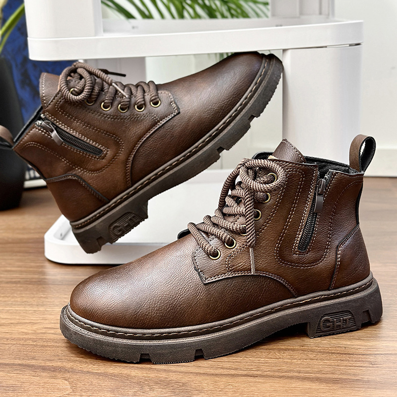 Men's Boots High-top New British Retro Workwear Trendy Casual - Image 3