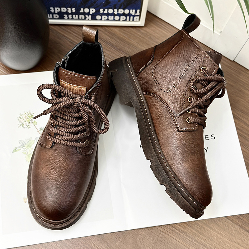 Men's Boots High-top New British Retro Workwear Trendy Casual - Image 4