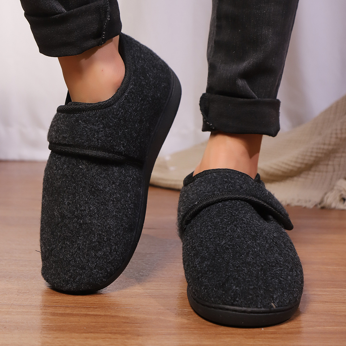 New Cotton Slippers Bag Heel Men's Winter Home Indoor Platform Warm - Image 2