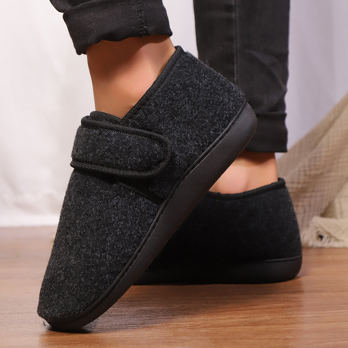 New Cotton Slippers Bag Heel Men's Winter Home Indoor Platform Warm - Image 3