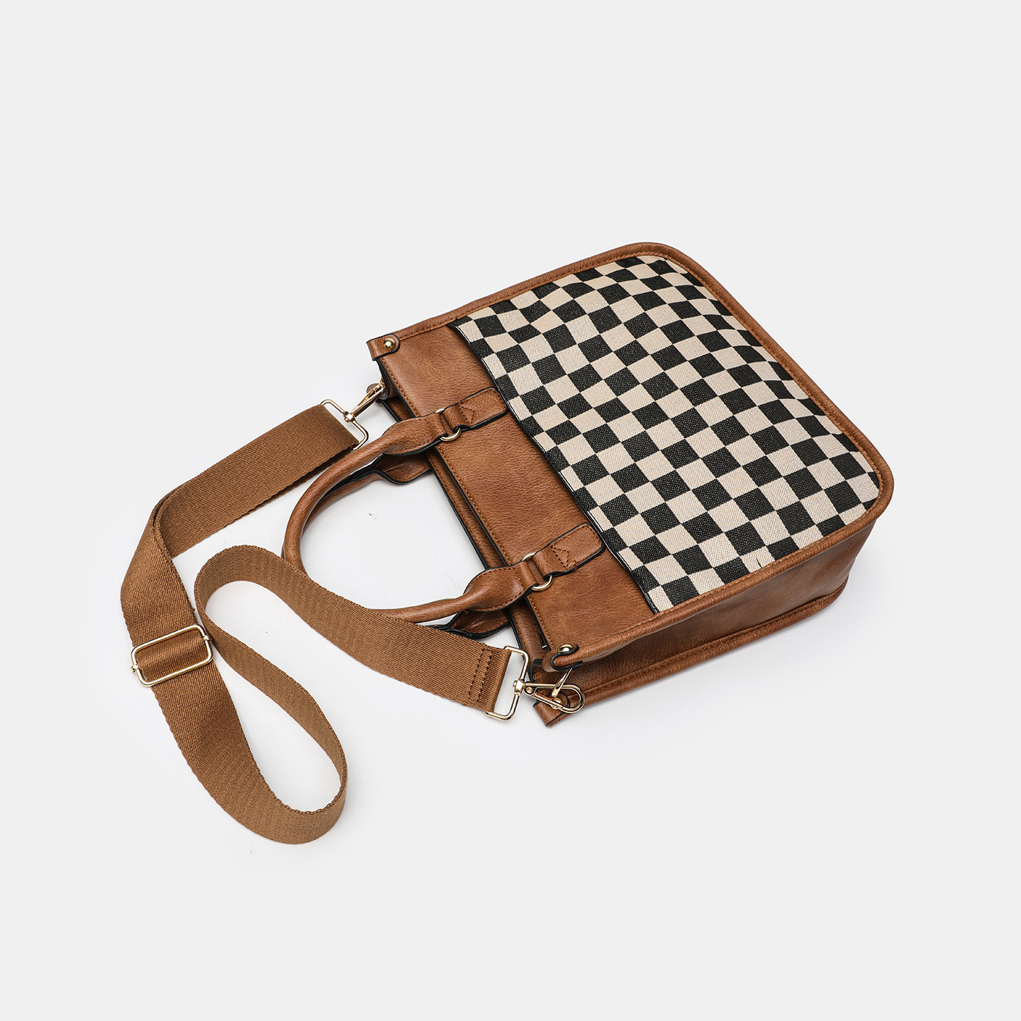 Large Capacity Chessboard Assorted Colors Retro Shoulder Bag - Image 4