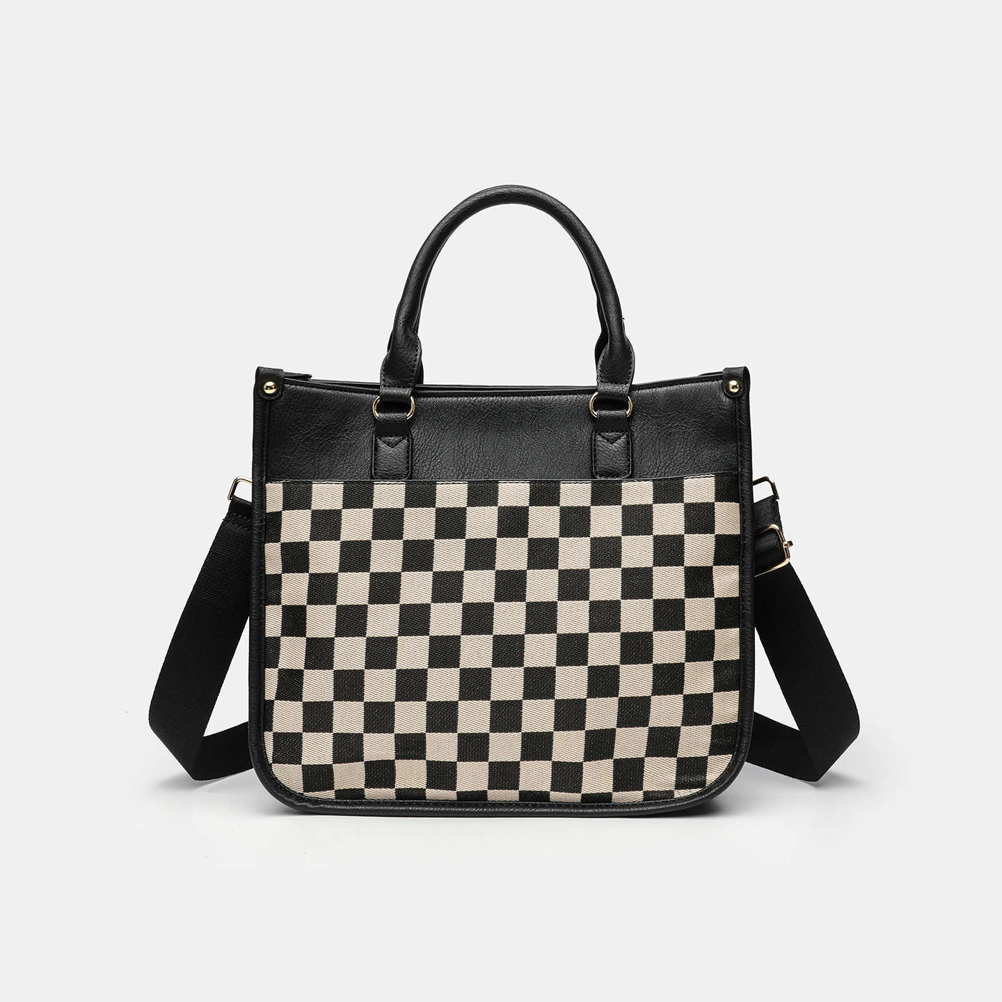 Large Capacity Chessboard Assorted Colors Retro Shoulder Bag - Image 6
