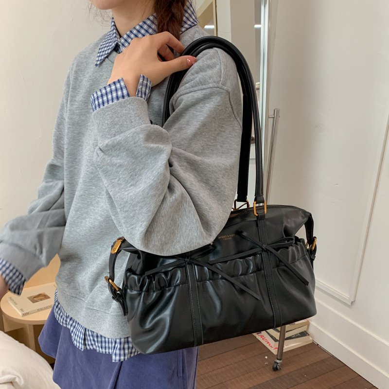 Retro Women's New Fashionable Korean Style Portable Bowling Bag Large Capacity - Image 2