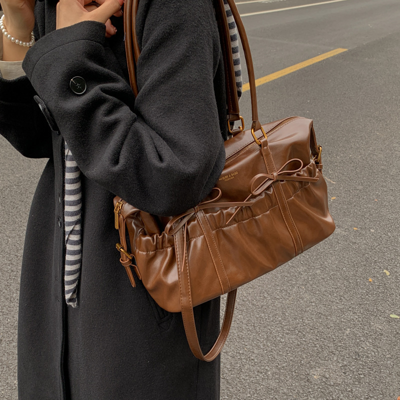 Retro Women's New Fashionable Korean Style Portable Bowling Bag Large Capacity - Image 3