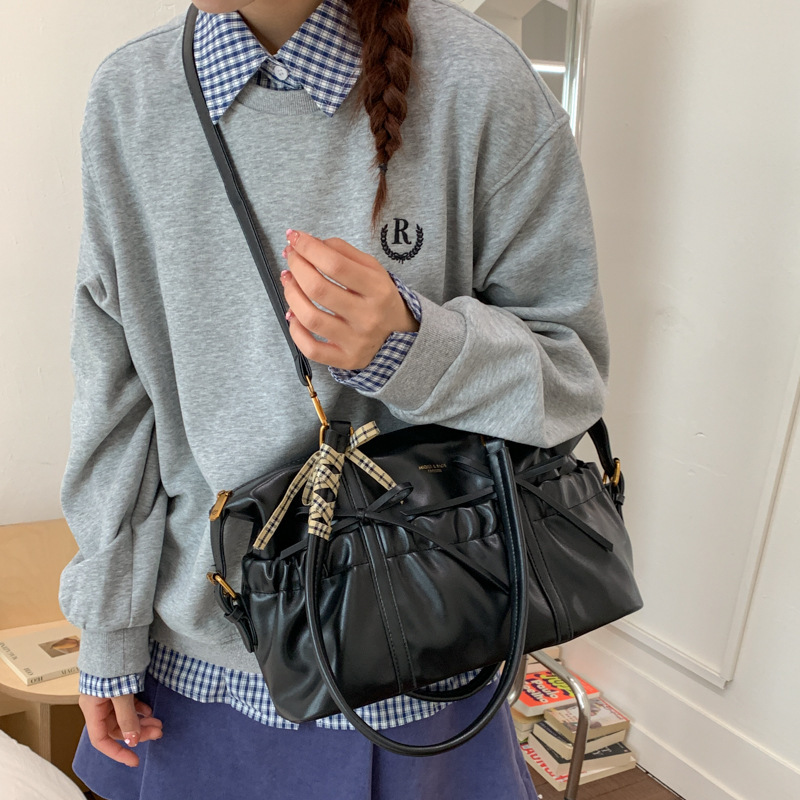 Retro Women's New Fashionable Korean Style Portable Bowling Bag Large Capacity - Image 5