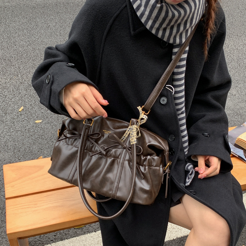 Retro Women's New Fashionable Korean Style Portable Bowling Bag Large Capacity - Image 6