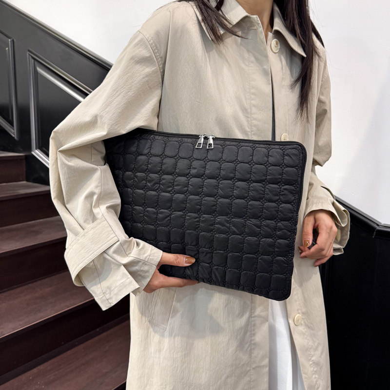 Solid Color Cloud Cotton Pleated Plaid Casual Simple Flat Storage Bag