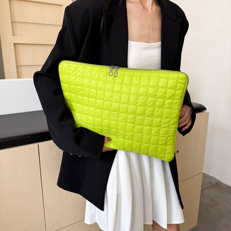 Solid Color Cloud Cotton Pleated Plaid Casual Simple Flat Storage Bag - Image 4