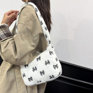 Shoulder Bag Contrast Color Fur Bag Autumn And Winter Plush Casual Handbag