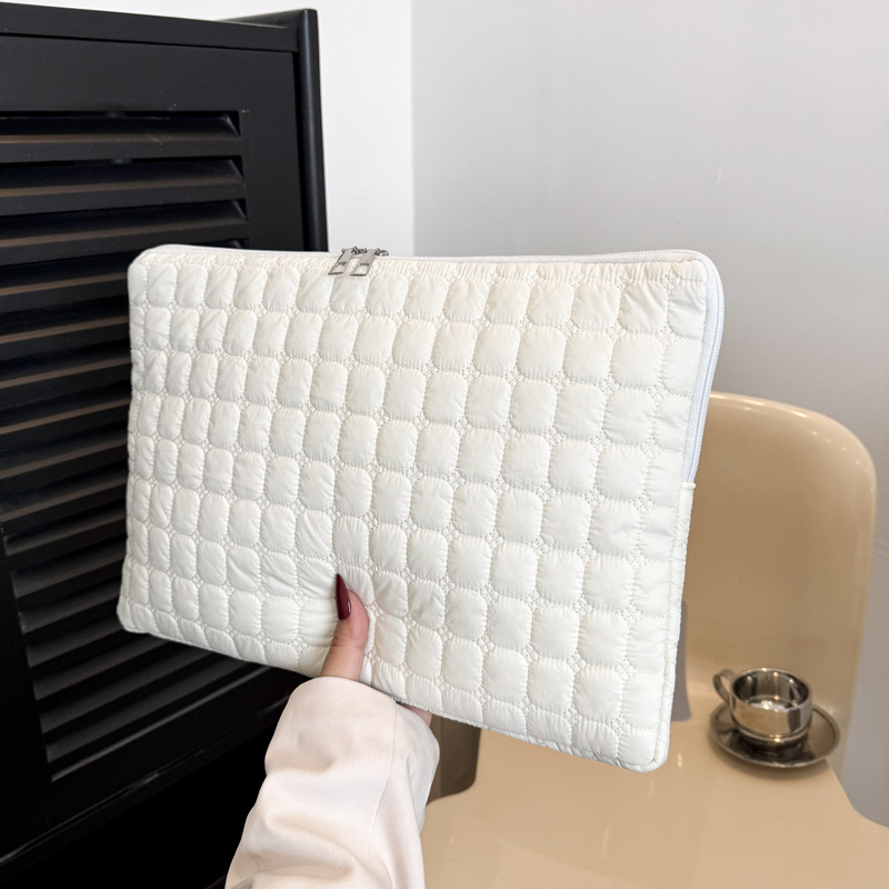 Solid Color Cloud Cotton Pleated Plaid Casual Simple Flat Storage Bag - Image 6