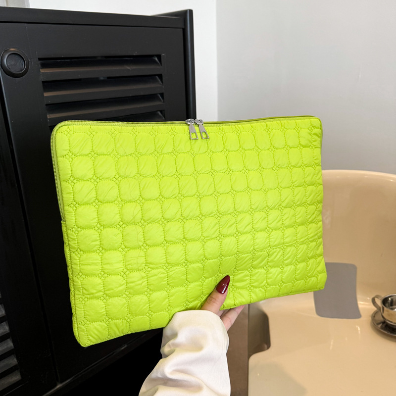 Solid Color Cloud Cotton Pleated Plaid Casual Simple Flat Storage Bag - Image 8