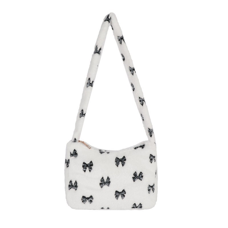 Shoulder Bag Contrast Color Fur Bag Autumn And Winter Plush Casual Handbag - Image 5