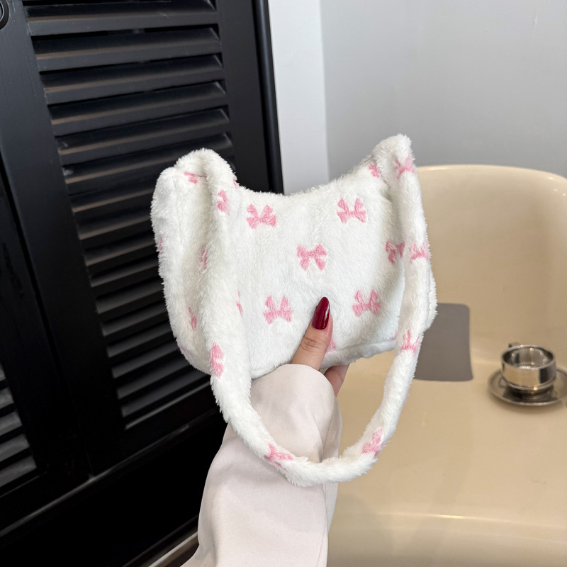 Shoulder Bag Contrast Color Fur Bag Autumn And Winter Plush Casual Handbag - Image 6