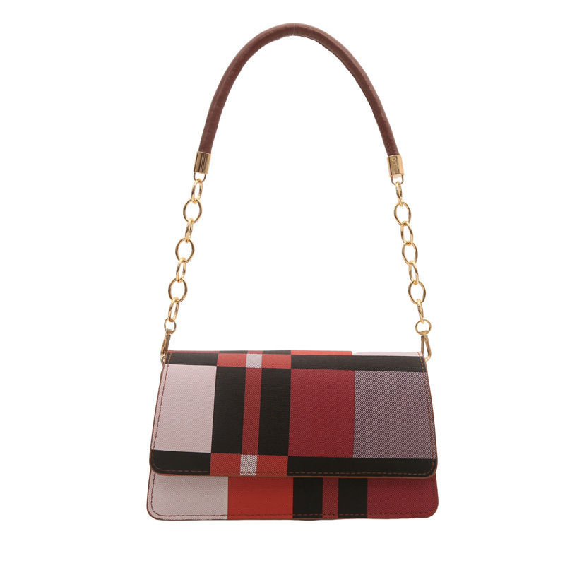 One-shoulder Portable Underarm Flow Color Contrast Patchwork Small Square Bag - Image 5