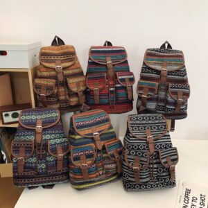 Large Capacity Contrast Color Scheme National Style Trendy Backpack