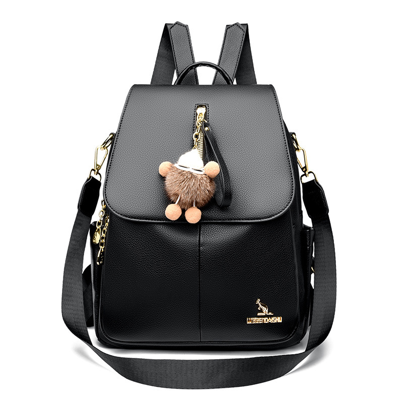 New Genuine Leather With Pendant High-value Female Student Travel Backpack - Image 6