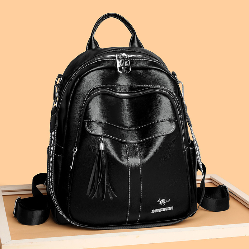 New Multi-functional Hand-held Genuine Leather Tassel Backpack - Image 2