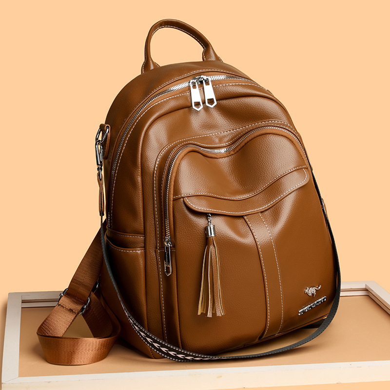New Multi-functional Hand-held Genuine Leather Tassel Backpack - Image 3