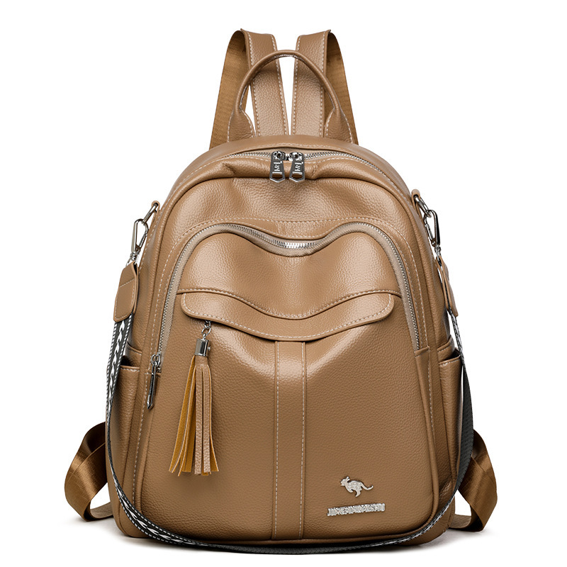 New Multi-functional Hand-held Genuine Leather Tassel Backpack - Image 6