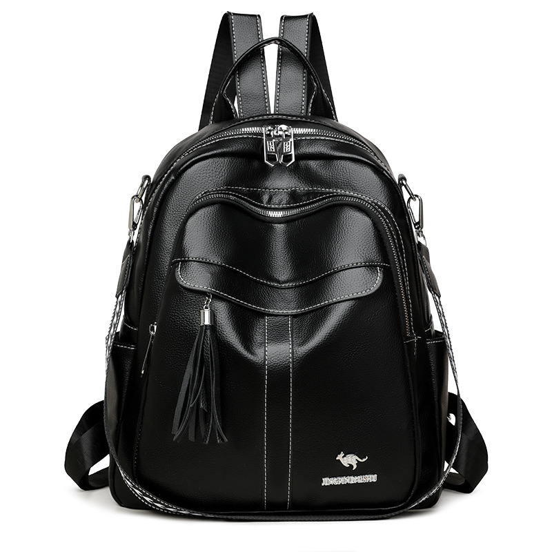 New Multi-functional Hand-held Genuine Leather Tassel Backpack - Image 7