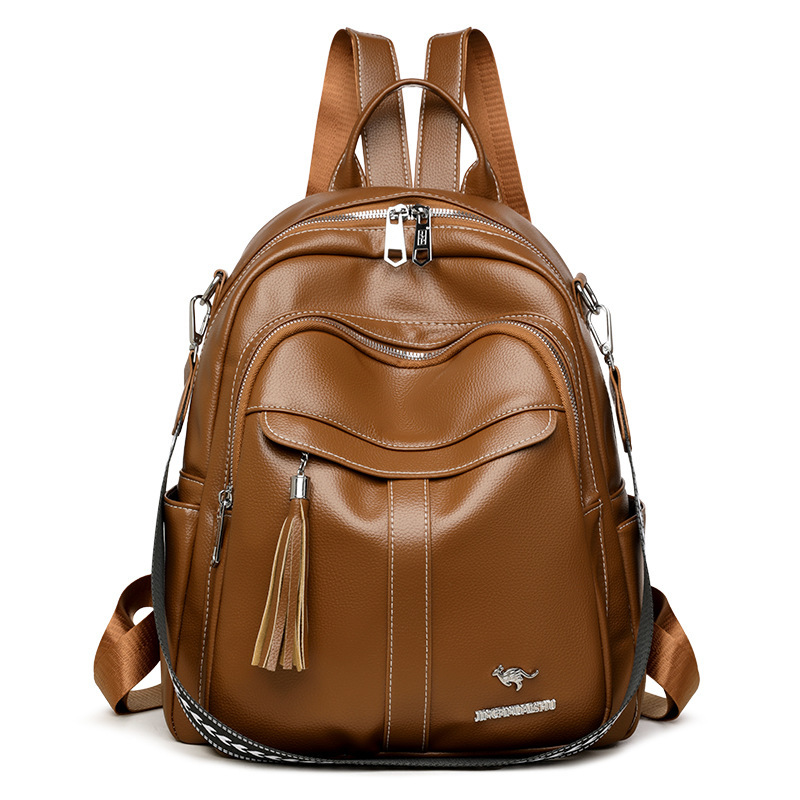 New Multi-functional Hand-held Genuine Leather Tassel Backpack - Image 8