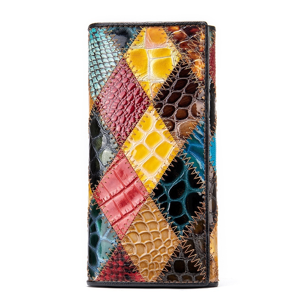 Women's Leather Storage Mid-length Personalized Cowhide Stitching Wallet - Image 6