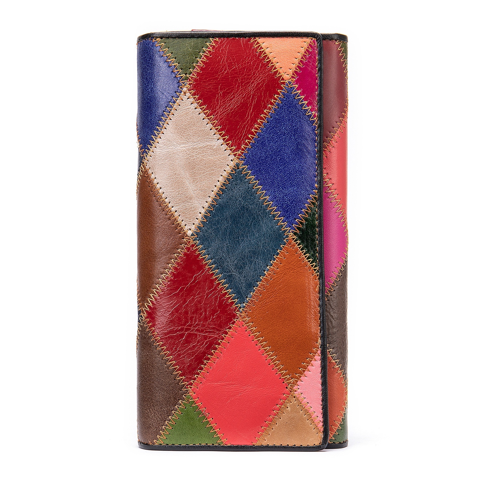 Women's Leather Storage Mid-length Personalized Cowhide Stitching Wallet - Image 7