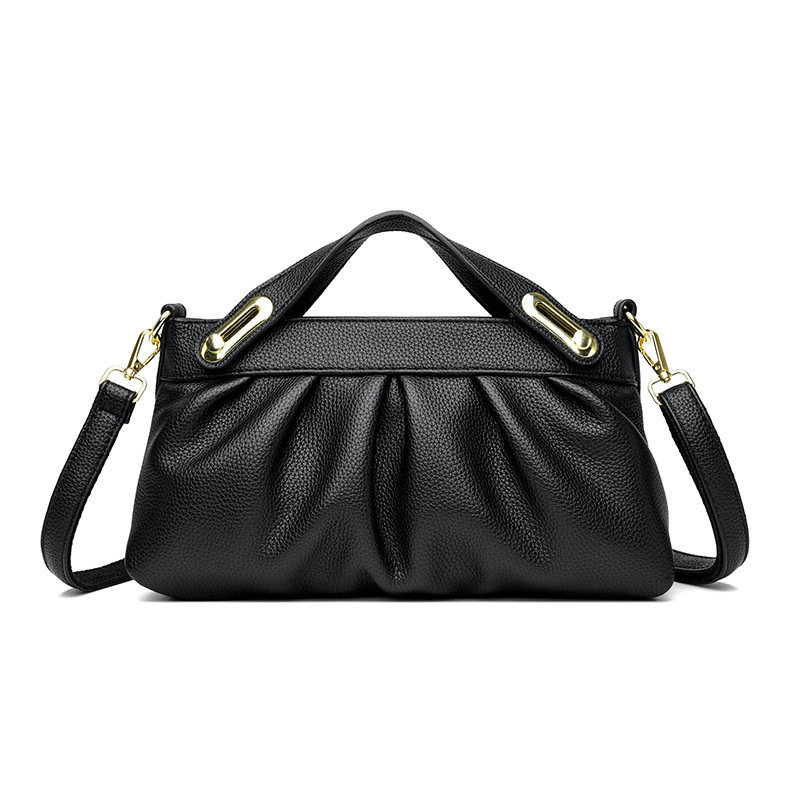 Leather Niche Pleated Shoulder Crossbody Bag - Image 6