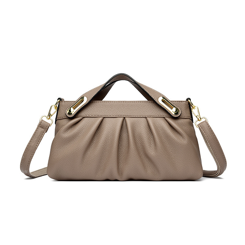 Leather Niche Pleated Shoulder Crossbody Bag - Image 7