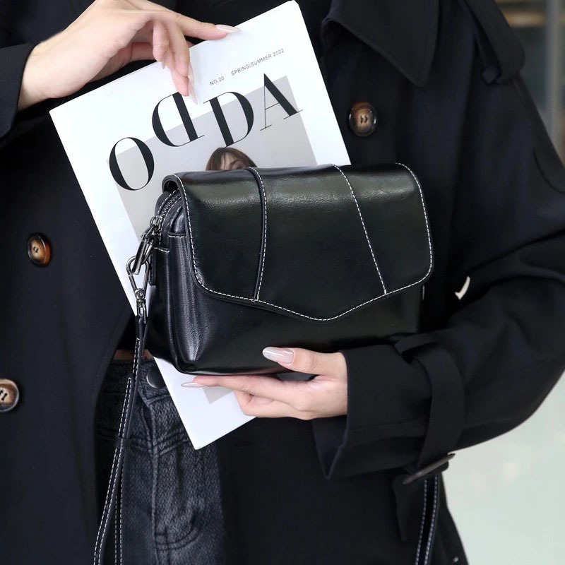 Leather Women's Casual Zip Crossbody Bag - Image 2