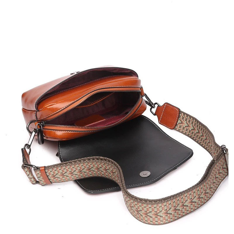 Leather Women's Casual Zip Crossbody Bag - Image 5