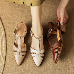 French Retro Roman Closed Toe Sandals For Women