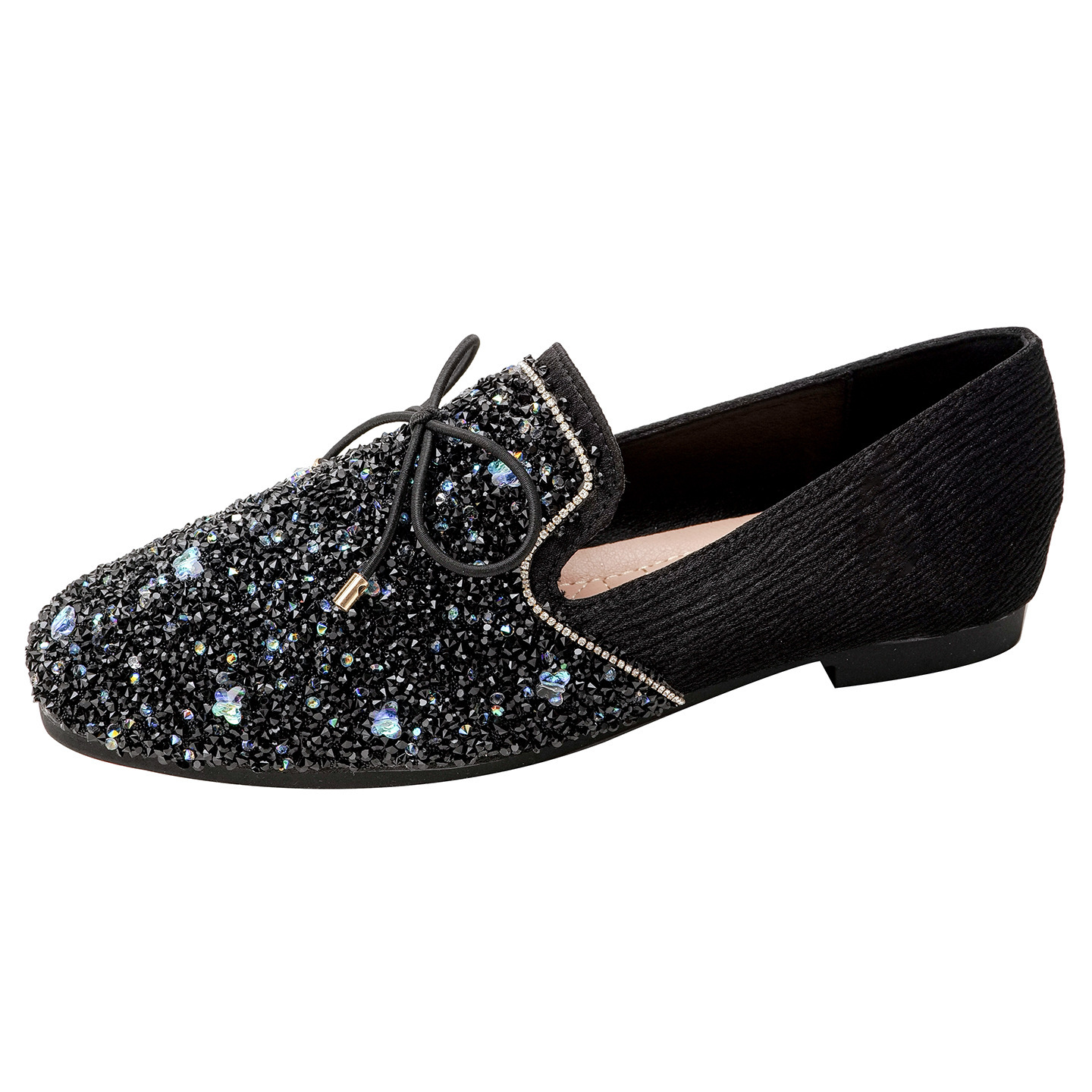 Rhinestone Square Head Pumps Women's Flat Low-cut All-match - Image 2