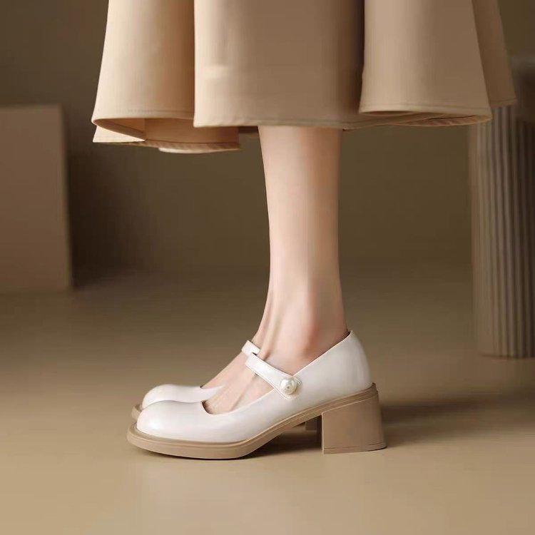 French Style Vintage Mary Jane Small Leather Shoes For Women - Image 7
