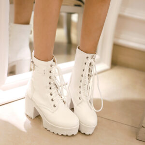 Large Size Thick Heel High Heel PU Martin Boots