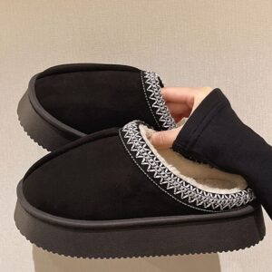 Suede Cotton Slippers Women Autumn Winter