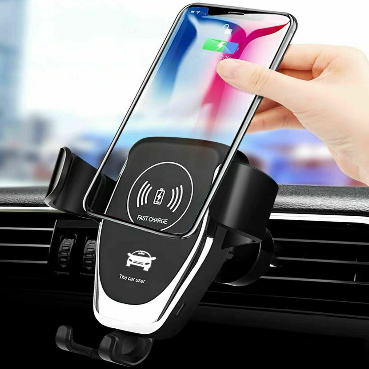 10W QI Wireless Fast Car Charger Mount Holder Stand Automatic Clamping Charging - Image 2