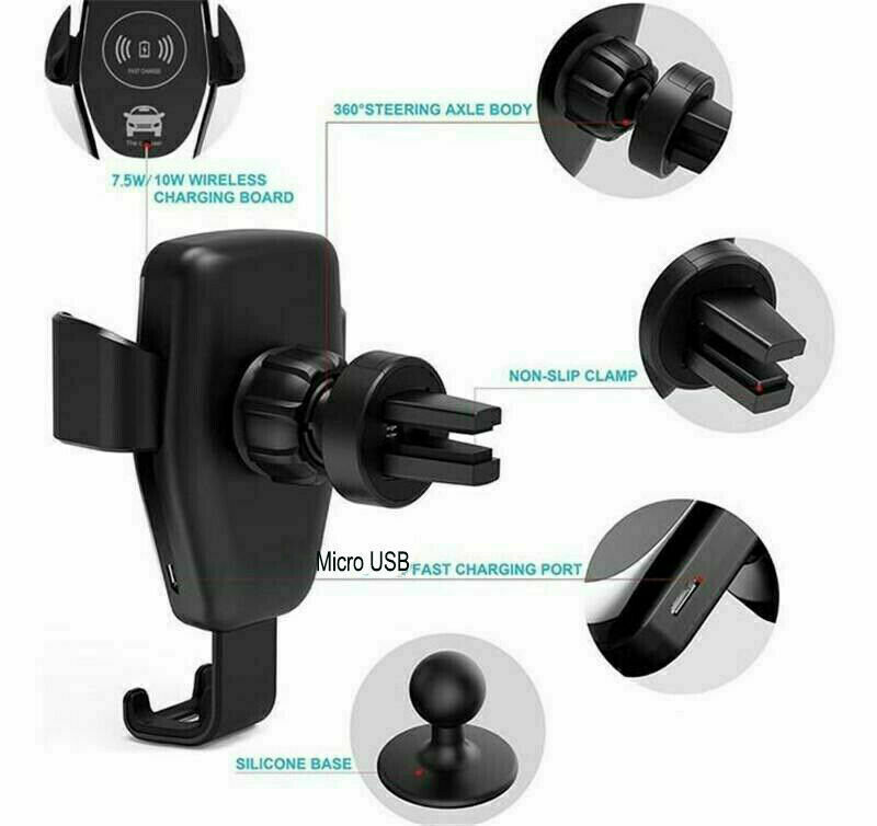 10W QI Wireless Fast Car Charger Mount Holder Stand Automatic Clamping Charging - Image 7