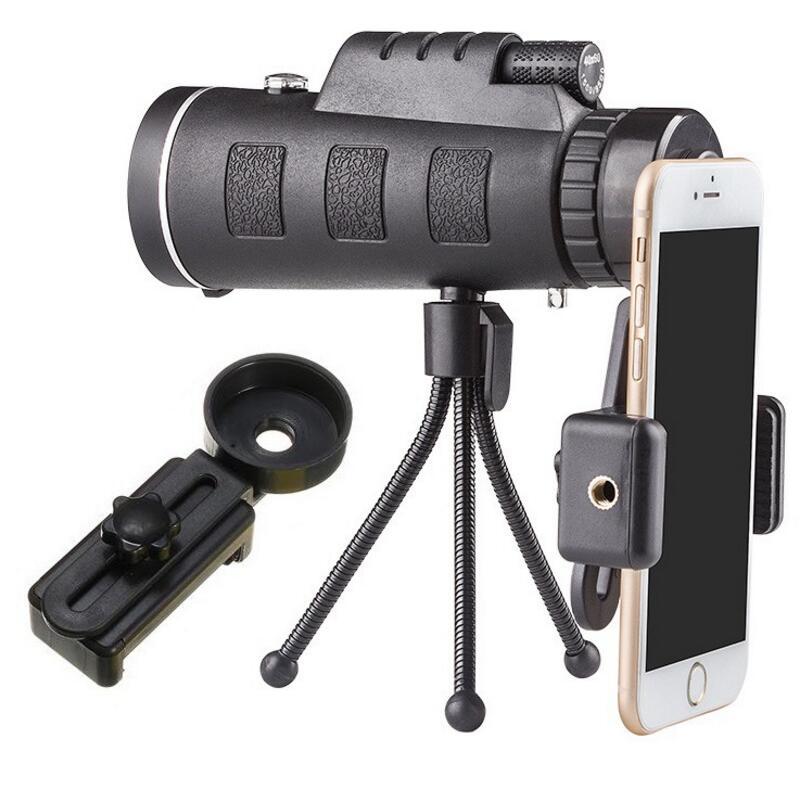 Compatible with Apple, Monocular Telescope Zoom Scope with Compass Phone Clip Tripod - Image 4