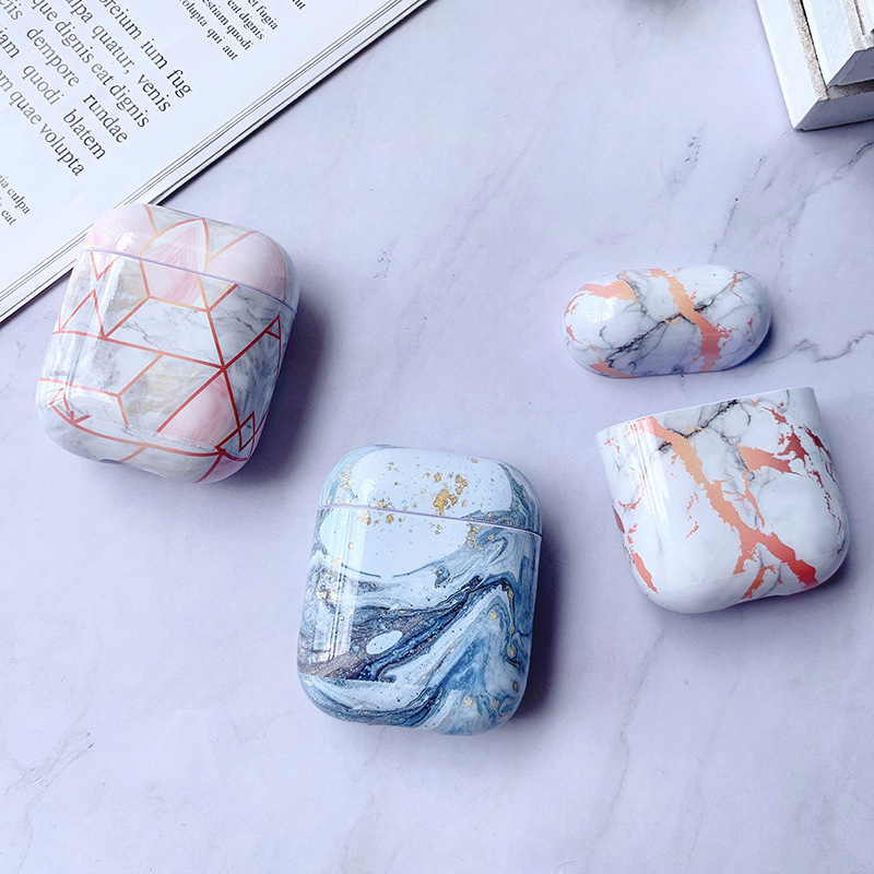 Compatible with Apple, White Marble Case for Airpods Earphone Case - Image 3