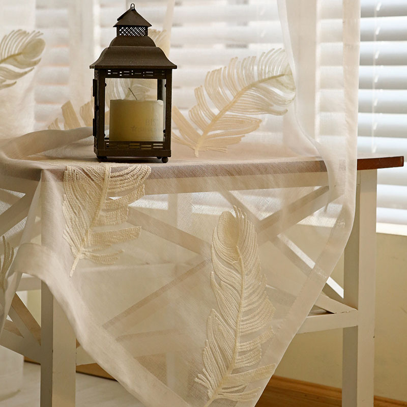 Feather white embroidered window screen - Image 3