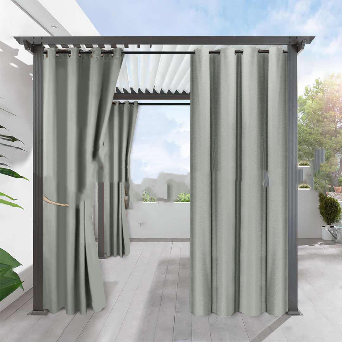 Simple Full Blackout Solid Color Fine Linen Blackout Waterproof Sunscreen Heat Insulation Curtain - Image 4