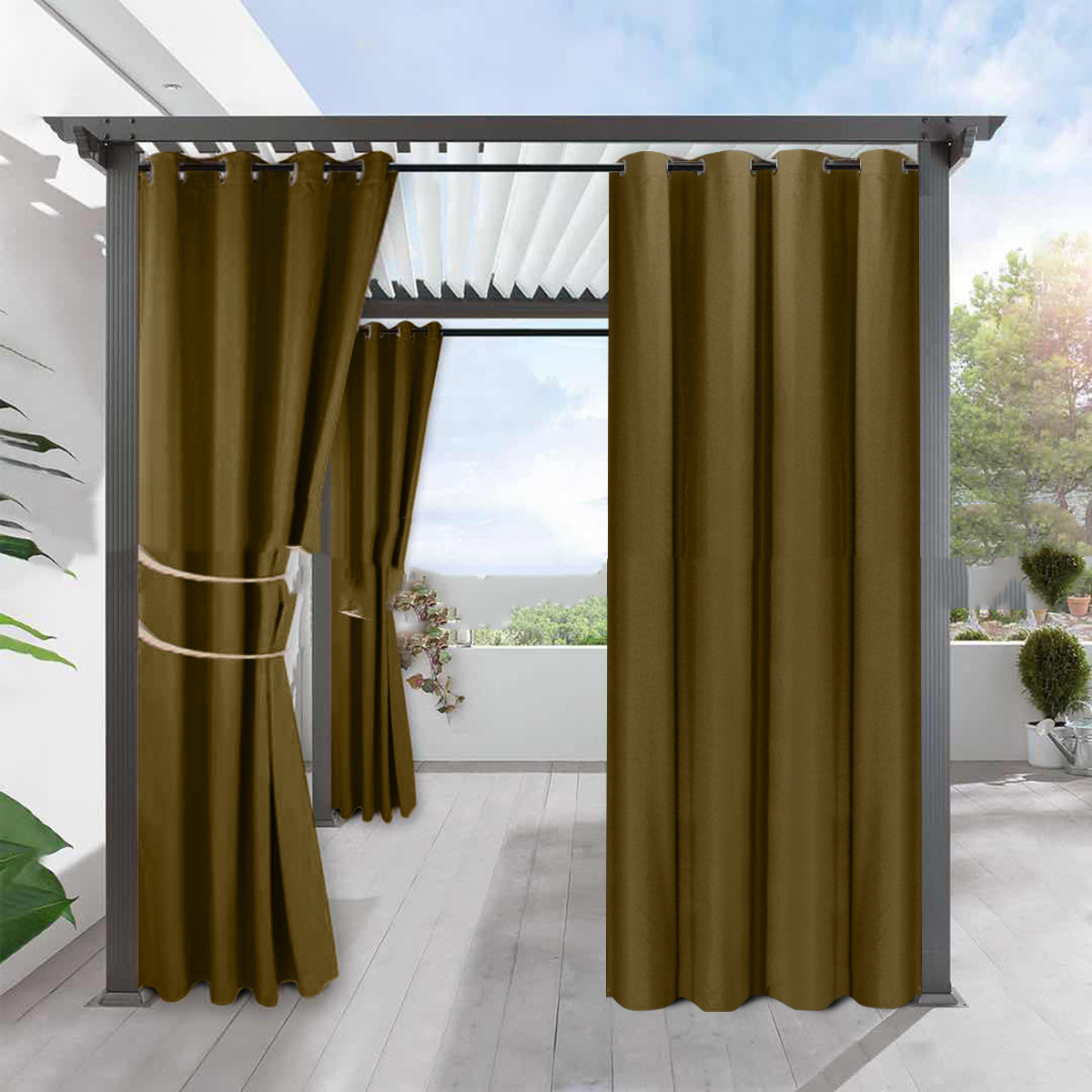 Simple Full Blackout Solid Color Fine Linen Blackout Waterproof Sunscreen Heat Insulation Curtain - Image 6