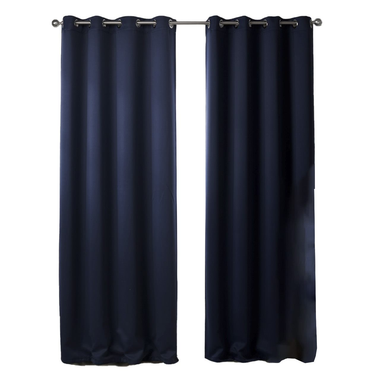 Dark Blue Bedroom Blackout Fabric Printed Curtains - Image 2