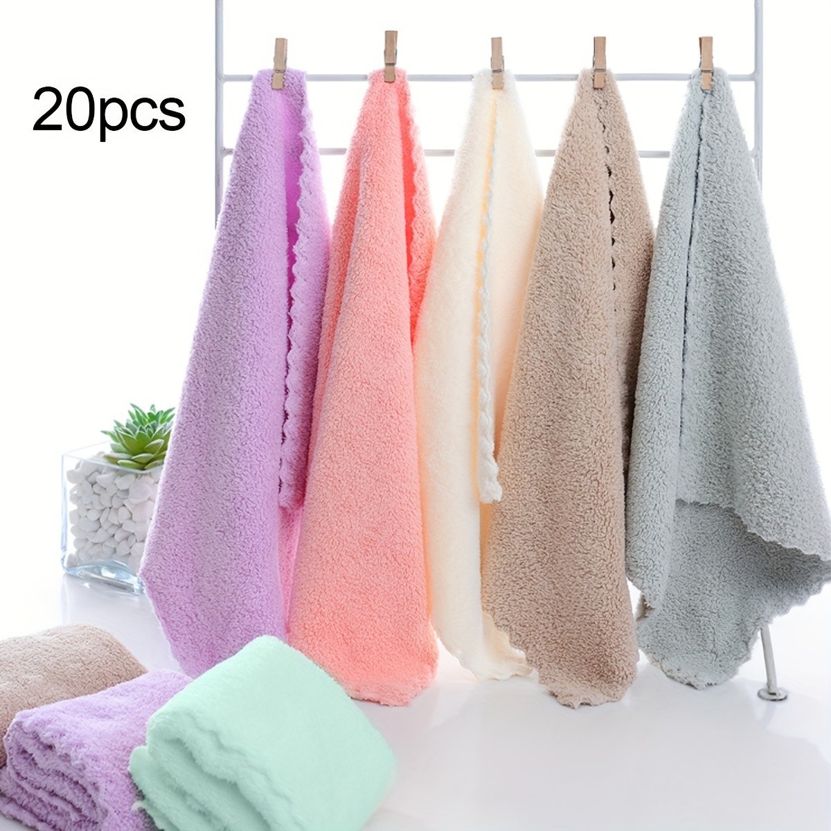 20 Solid Color Towels, Super Absorbent & Quick-drying, Suitable For Home, Office And Travel - Image 5